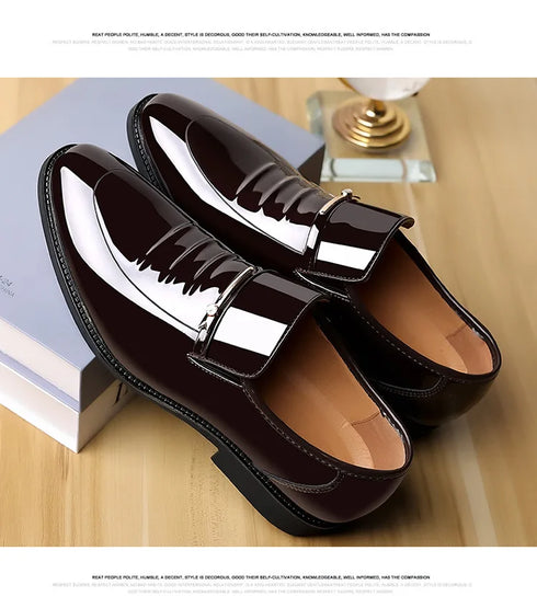 Men Patent Leather Casual Loafers Slip On Shoes for Business and Party